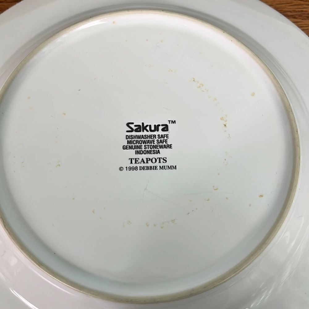 3 Sakura Salad/Bread Plates Teapots Pattern 8” Debbie Mumm 1998 - Picture 6 of 7